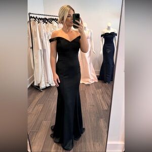 Lazaro Eve Gown in Black Crepe